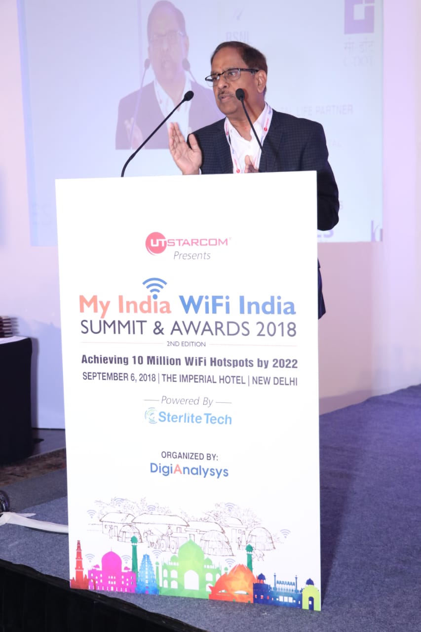 CMD Sir as the key note speaker in 2nd Edition of My India Wi-Fi India Summit & Awards held on September 6, 2018 at  The Imperial Hotel, New Delhi